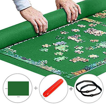 Picture of Puzzle Mat Roll up Jigsaw Puzzle Pad Puzzle Storage Felt Mat Puzzles Saver (35.6" x 24.1") - Fits up to 1000 Pieces
