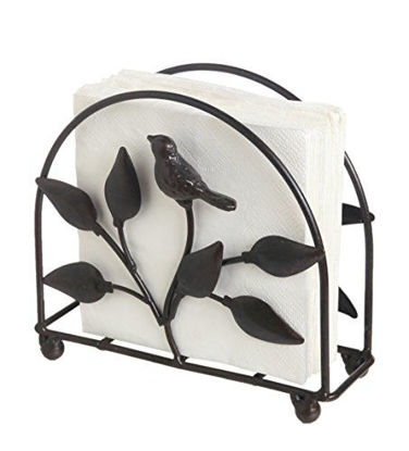 Picture of Cast Iron Bird & Tree Classic Napkin Holder/Tabletop Freestanding Tissue Dispenser, Black