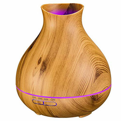 Picture of Aromatherapy Essential Oil Diffuser 550ml 12 Hours Wood Grain Aroma Diffuser with Timer Cool Mist Humidifier for Large Room, Home, Baby Bedroom, Waterless Auto Shut-Off, 7 Colors Lights Changing