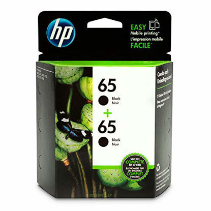 Picture of HP 65 | 2 Ink Cartridges | Black | Works with HP DeskJet 2600 Series, 3700 Series, HP ENVY 5000 Series, HP AMP 100, 120, 125, 130 | N9K02AN