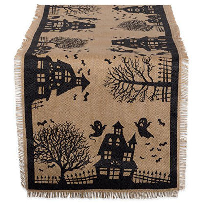 Picture of DII 14x74" Jute/Burlap Table Runner, Haunted House - Perfect for Halloween, Dinner Parties and Scary Movie Nights