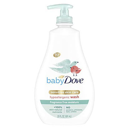 Picture of Baby Dove Sensitive Skin Care Baby Wash For Baby Bath Time Fragrance Free Moisture Fragrance Free and Hypoallergenic, Washes Away Bacteria 20 oz