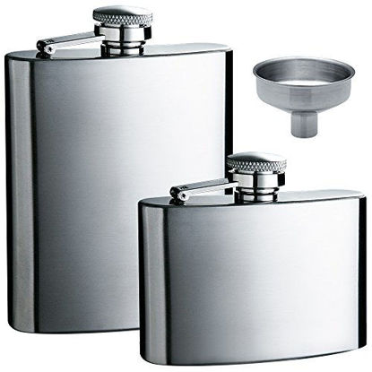 Picture of maxin 2 Packs Hip Flask with Funnel, 5oz and 8 oz tainless Steel Leak Proof Liquor Hip Flasks with Funnel for Storing Whiskey,Alcohol, Rum and Vodka