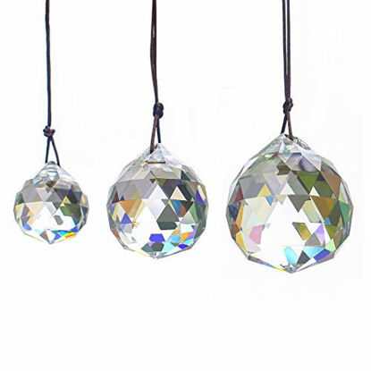 Picture of H&D HYALINE & DORA 30/40/50mm Faceted Crystal Ball Chandelier Prisms Ceiling Lamp Lighting Hanging Drop Pendants 3pcs (Clear-Set)