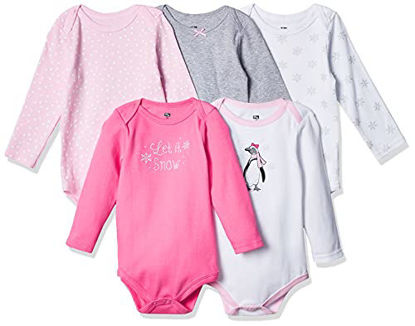Picture of Hudson Baby Unisex Baby Cotton Long-sleeve Bodysuits, Pink Penguin, 0-3 Months US
