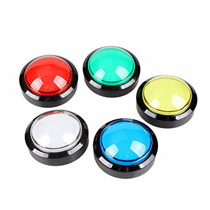 Picture of EG STARTS 5X New 60mm Dome Shaped LED Illuminated Push Buttons for Arcade Coin Buttons Machine Operated Games DC 12V