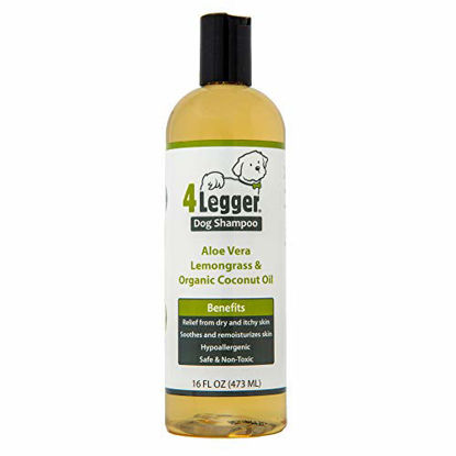 Picture of 4Legger USDA Certified Organic Dog Shampoo - Hypoallergenic Dog Shampoo for Soothing Relief of Itchy Skin with Natural Coconut Oil, Lemongrass and Aloe to Eliminate Odor - Made in USA