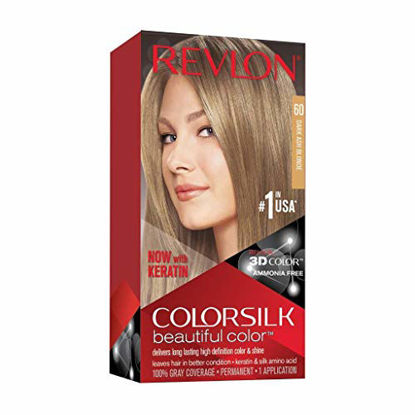 Picture of REVLON Colorsilk Beautiful Color Permanent Hair Color with 3D Gel Technology & Keratin, 100% Gray Coverage Hair Dye, 60 Dark Ash Blonde