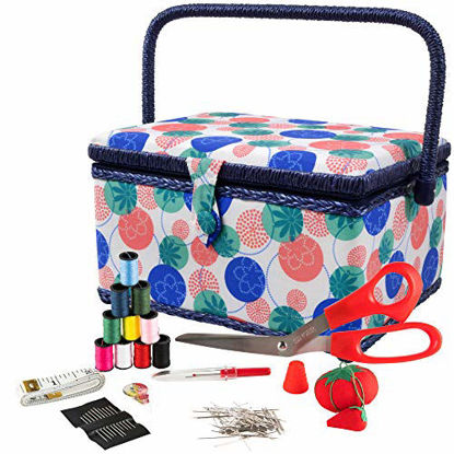 Picture of SINGER 07230 Sewing Basket with Sewing Kit, Needles, Thread, Pins, Scissors, and Notions, Florence