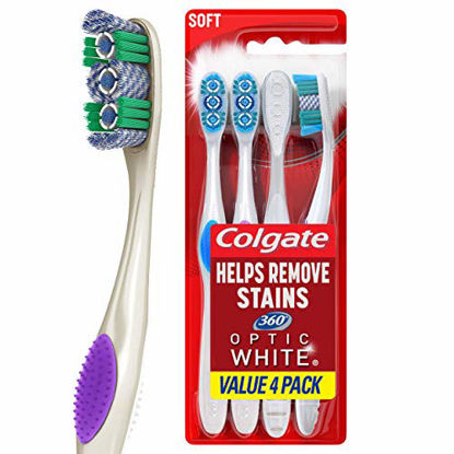 Picture of Colgate 360 Optic White Whitening Toothbrush, Soft - 4 Count