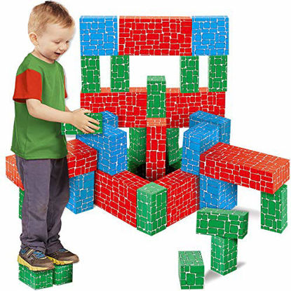 Picture of Cardboard Building Block, Exercise N Play 40pcs Extra-Thick Jumbo Giant Building Blocks in 3 Sizes for Kids
