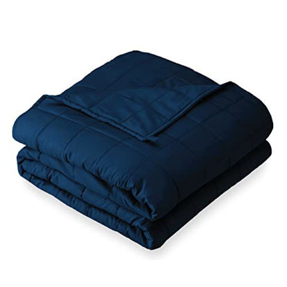 Picture of Bare Home Weighted Blanket for Adults and Kids 17lb (60" x 80") - All-Natural 100% Cotton - Premium Heavy Blanket Nontoxic Glass Beads (Dark Blue, 60"x80")