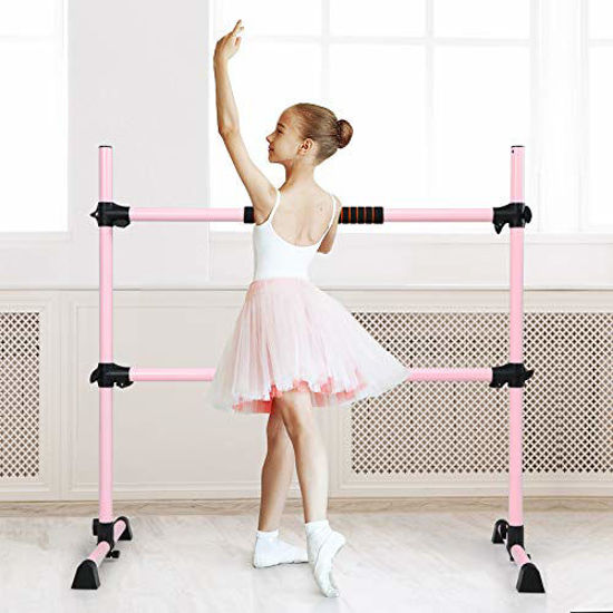 GetUSCart GOFLAME Ballet Barre Portable Double, Freestanding Ballet Barre Adjustable, Heavy