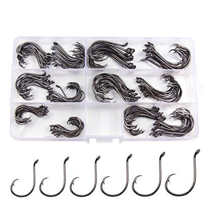 Picture of Croch 150 Pack Octopus Circle Hooks Offset Point 6 Size #1, 1/0, 2/0, 3/0, 4/0, 5/0