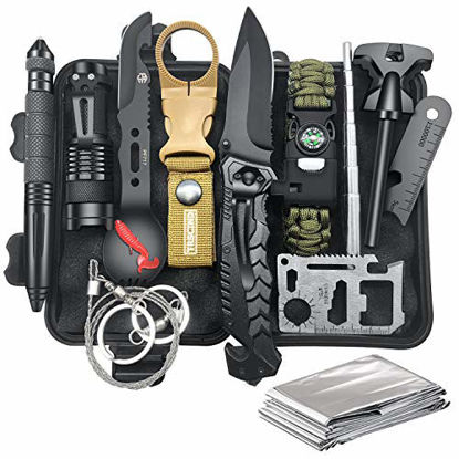 Picture of Gifts for Men Dad Husband, Survival Gear and Equipment 12 in 1, Survival Kit, Christmas Stocking Stuffers, Fishing Hunting Camping Birthday Gifts for Him Teen Boy Boyfriend Women, Cool Gadgets Stuff