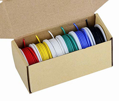 Picture of TUOFENG 20awg Electronics Wire Colored Wire Kit 20 Gauge Flexible Silicone Wire(6 Different Colored 23 Feet spools)600V Stranded Wire Hook up Wire Kit