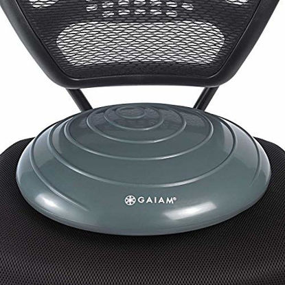 Picture of Gaiam Balance Disc Wobble Cushion Stability Core Trainer For Home Or Office Desk Chair & Kids Alternative Classroom Sensory Wiggle Seat - Grey , 16 Inch