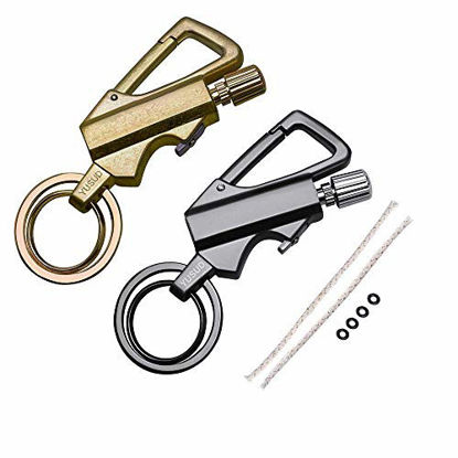 Picture of Yusud 2 Pack Permanent Match, Keychain Flint Fire Starter Never Ending Match with Bottle Opener, Forever Waterproof Matches Strike Anywhere
