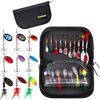 Picture of TOPFORT Fishing Lures, Fishing Spoon,Trout Lures, Bass Lures, Spinning Lures,Hard Metal Spinner Baits kit with Carry Bag