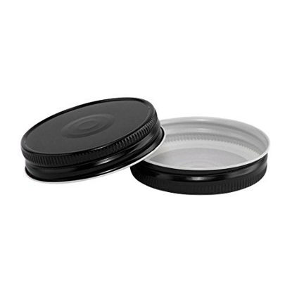 Picture of North Mountain Supply - SB70-BK-12 Regular Mouth Metal One Piece Mason Jar Safety Button Lids (Pack of 12, Black)