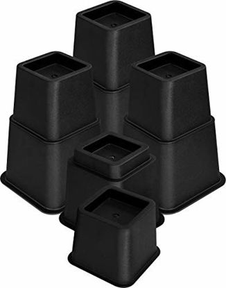 Picture of Utopia Bedding Adjustable Bed Furniture Risers - Elevation in Heights 3, 5 or 8 Inch Heavy Duty Risers for Sofa and Table - Supports up to 1,300 lbs - (8 Piece Set, Black)