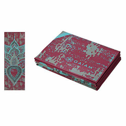 Picture of Gaiam Yoga Mat Folding Travel Fitness & Exercise Mat | Foldable Yoga Mat for All Types of Yoga, Pilates & Floor Workouts, Be Free, 2mm