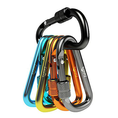 Picture of Zalava 6pcs 2D-Clip Durable Locking Carabiner Keychain Clip,Keychain Clip Hook