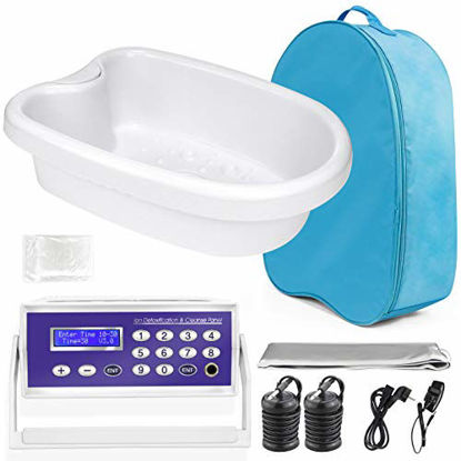 Picture of Ionic Detox Foot Bath - Detox Foot Spa, Ionic Foot Bath Detox Machine Chi Cleanse with Tub, Wrist Strap, Far Infrared Waistbelt, 2 Arrays, Blue Bag
