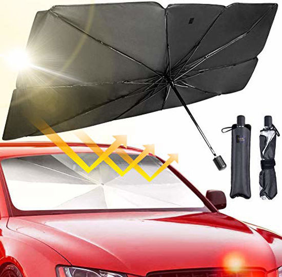JASVIC Car Windshield Sun Shade Umbrella - Foldable Car Umbrella Sunshade  Cover UV Block Car Front Window (Heat Insulation Protection) for Auto