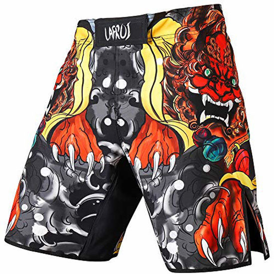 LAFROI Mens MMA Cross Training Boxing Shorts Trunks Fight Wear with Drawstring and Pocket-QJK01 