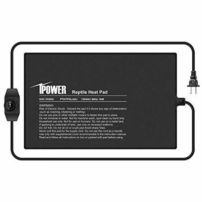 Picture of iPower 8 by 12-Inch 16 Watts Reptile Heating Mat with Temperature Controller Under Tank Warmer Terrarium Heat Pad for Reptiles and Amphibians, Black
