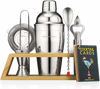Picture of Mixology Bartender Kit with Stand | Bar Set Cocktail Shaker Set for Drink Mixing - Bar Tools: Martini Shaker, Jigger, Strainer, Bar Mixer Spoon, Tongs, Bottle Opener | Best Bar Set for the Home