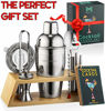 Picture of Mixology Bartender Kit with Stand | Bar Set Cocktail Shaker Set for Drink Mixing - Bar Tools: Martini Shaker, Jigger, Strainer, Bar Mixer Spoon, Tongs, Bottle Opener | Best Bar Set for the Home