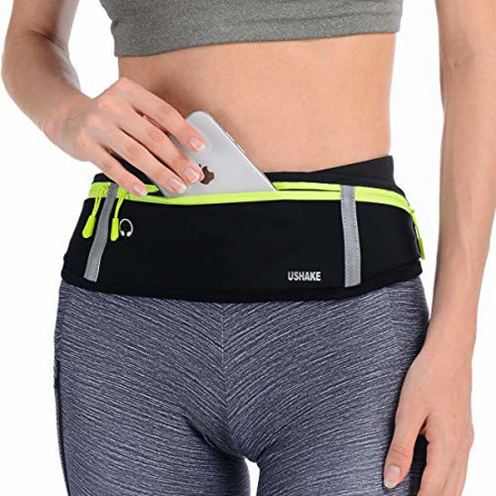 GetUSCart- USHAKE Slim Running Belt, Workout Fanny Pack for Men Women, Exercise Waist Pack for Apple iPhone Holder, Runner Belt for Running  Walking Cycling Camping Gym