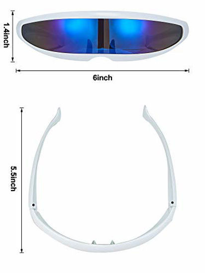 Futuristic Robocop Cyclops Outter Space Robot RAVE Shield Sunglasses Mirrored EB