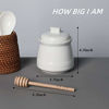 Picture of LEETOYI Porcelain Honey Jar with Lid and Honey Stick,Ceramic Honey pot,12oz (White)