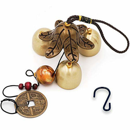 Picture of Banfeng 3 Bells Lucky Wind Chimes Feng Shui Wind Bell with S Hook for Good Luck Home Garden Hanging Decoration Gift