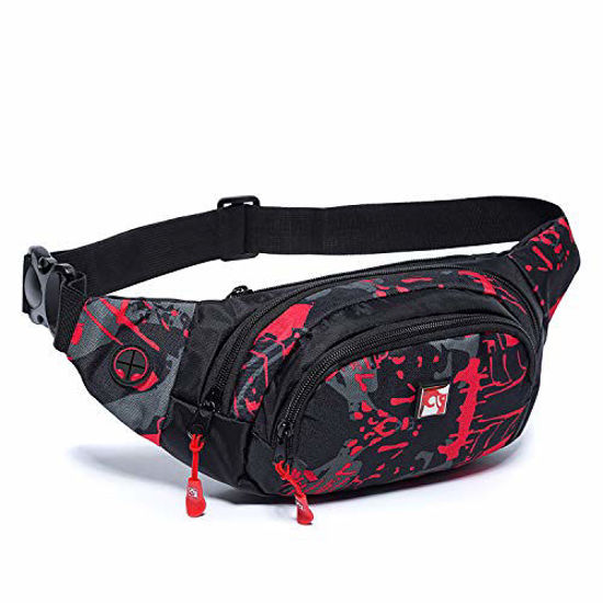 GetUSCart- H?WXUNG Fanny Pack,Waterproof Fanny Pack for Men,Adjustable  Strap Waist Pack for Outdoors Workout Traveling Casual Running Hiking  Cycling Fishing Camouflage Red