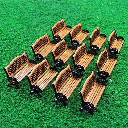 Picture of Evemodel ZY35087OB 12pcs Model Train Platform Park Street Seat Bench Chairs Settee 1:87 HO Scale
