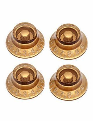 Picture of Metallor Electric Guitar Top Hat Knobs Speed Volume Tone Control Knobs Compatible with Les Paul LP Guitar Parts Replacement Set of 4Pcs. (Gold)