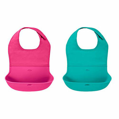 Picture of OXO Tot Roll-Up Bib 2 Pack - Pink/Teal