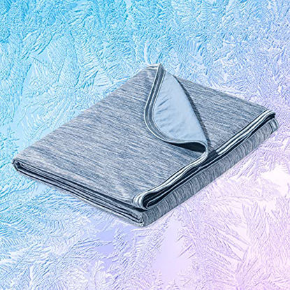 Picture of Marchpower Cooling Blanket with Japanese Arc-Chill Cooling Fiber Q-Max>0.43 - Lightweight Chill Blanket Keep Cooling for Hot Sleeper and Night Sweats - Bed Couch Travel Cold Throw - Machine Washable