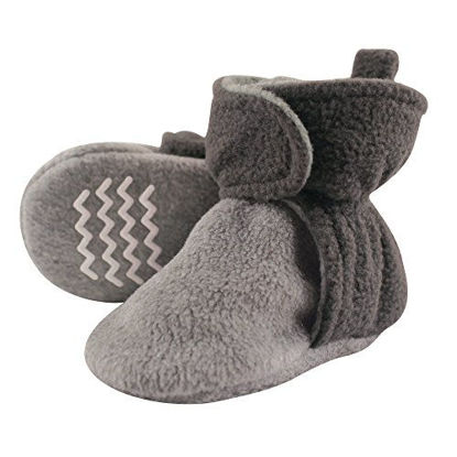 Picture of Hudson Baby Unisex Cozy Fleece Booties, Charcoal Heather Gray, 12-18 Months