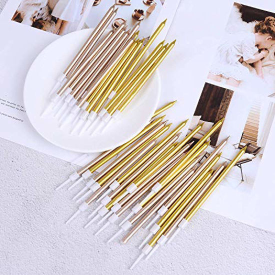 Candela Per Torta Numero 6 Oro Metallizzato Folat - 7 Cm - Per Compleanni, Matrimoni E Feste