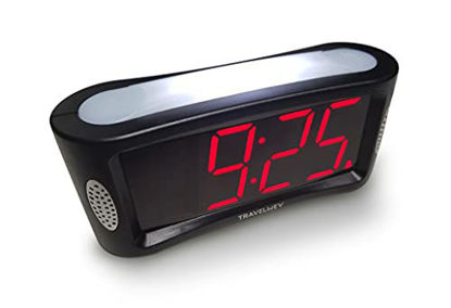 Picture of Travelwey Home LED Digital Alarm Clock - Outlet Powered, No Frills Simple Operation, Large Night Light, Alarm, Snooze, Full Range Brightness Dimmer, Big Red Digit Display, Black