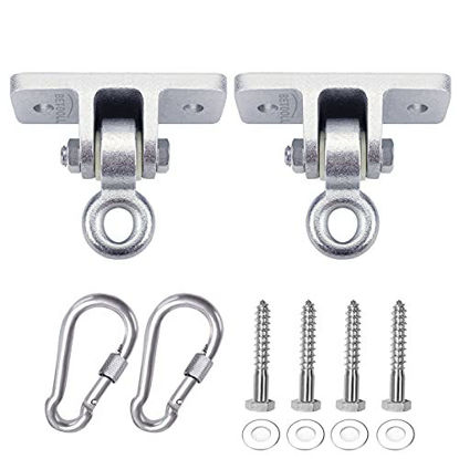 Picture of BETOOLL 10000lb Capacity Heavy Duty Swing Hangers for Wooden Sets Playground Porch Indoor Outdoor & Hanging Snap Hooks Silver Set of 2