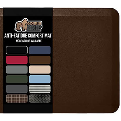 Picture of Gorilla Grip Anti Fatigue Cushioned Comfort Mat, Ergonomically Durable, Supportive, Padded, Thick and Washable, Stain-Resistant, Kitchen, Garage, Office Standing Desk Mats, 32x20, Brown