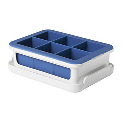 Picture of OXO Good Grips Silicone Stackable Ice Cube Tray with Lid - Large Cube,Dark Blue
