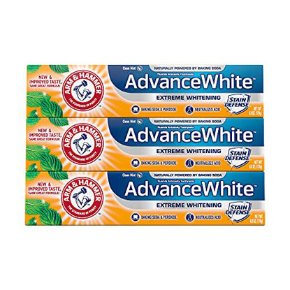 Picture of ARM & HAMMER Advanced White Extreme Whitening Toothpaste, TRIPLE PACK (Contains Three 6oz Tubes) -Clean Mint - Fluoride Toothpaste