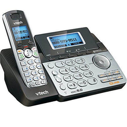 Picture of VTech DS6151 2-Line Cordless Phone System for Home or Small Business with Digital Answering System & Mailbox on each line, Black/silver